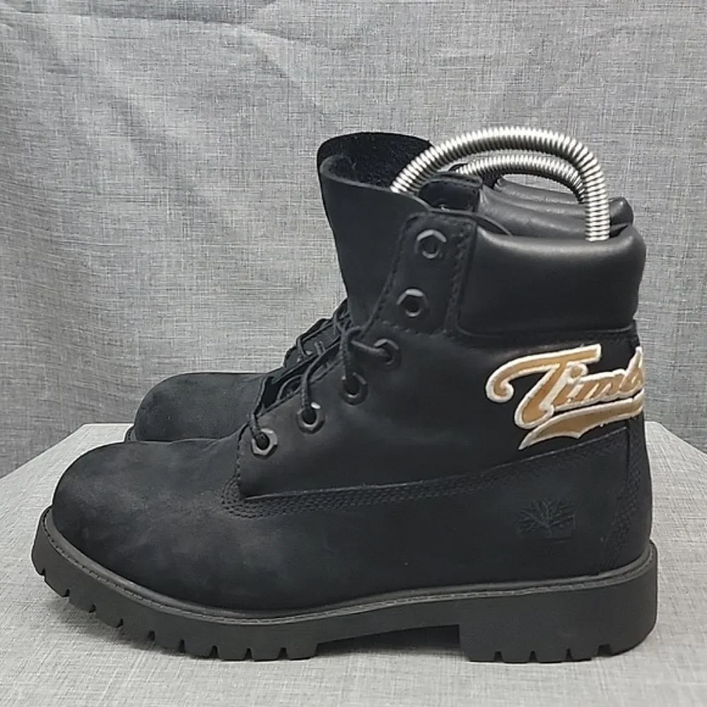 TIMBERLAND Kid's Heel Stitched Emblem Leather Boots 6